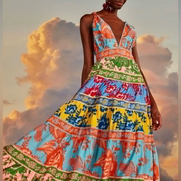 🌺🎉HP🎉🌺 NWT Farm Rio Lace Garden Mix Midi Dress - Picture 4 of 16